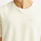 Men's Solid Off White Crew Neck T-shirt - Detail View