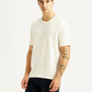 Men's Solid Off White Crew Neck T-shirt - Side View