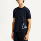 Men's Graphic Print Navy Crew Neck T-shirt - Side View