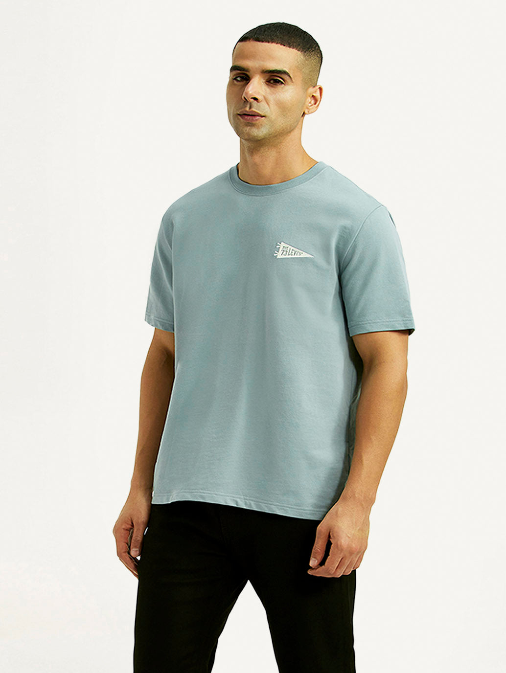 Men's Solid Light Blue Crew Neck T-shirt