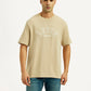 Men's Brand Logo Beige Crew Neck T-shirt - Front View
