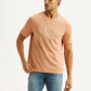 Men's Embroidered Peach Crew Neck T-shirt - Styleshot View