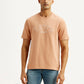 Men's Embroidered Peach Crew Neck T-shirt - Front View