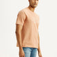 Men's Embroidered Peach Crew Neck T-shirt - Side View