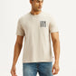 Men's Brand Logo Beige Crew Neck T-shirt - Styleshot View