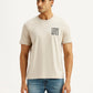 Men's Brand Logo Beige Crew Neck T-shirt - Front View