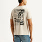 Men's Brand Logo Beige Crew Neck T-shirt - Back View