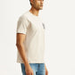 Men's Brand Logo Beige Crew Neck T-shirt - Side View