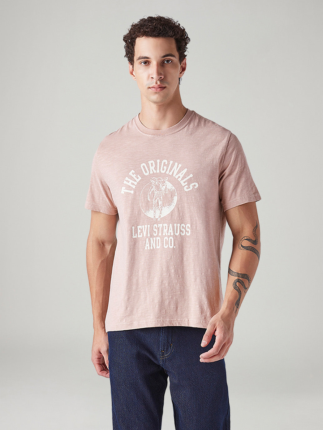 Men's Graphic Print Regular Fit Overdyed T-Shirt - Front View