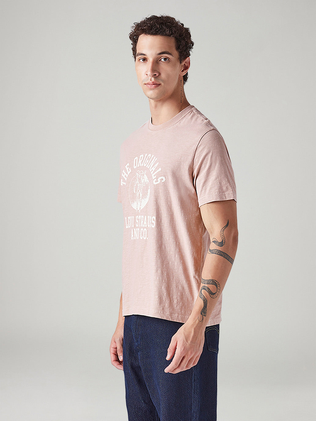 Men's Graphic Print Regular Fit Overdyed T-Shirt - Side View