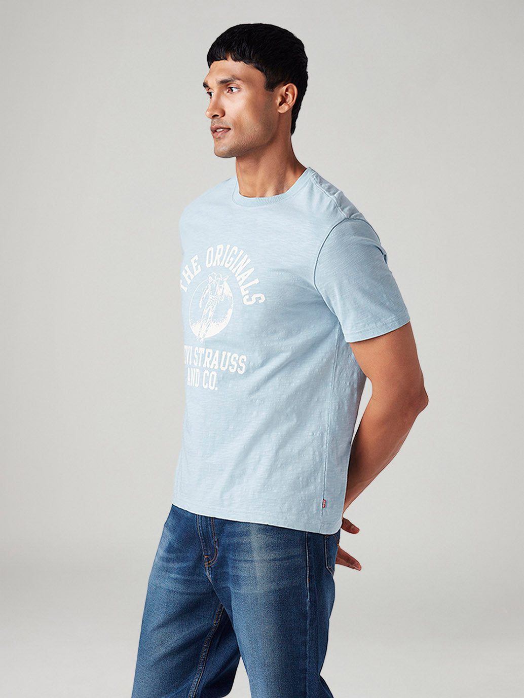 Men's Graphic Print Regular Fit Overdyed T-Shirt - Side View