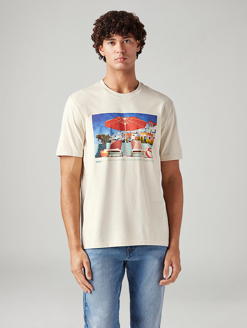 Men's Graphic Print Regular Fit T-Shirt - Front View