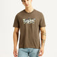 Men's Brand Logo Brown Crew Neck T-shirt - Front View