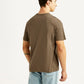Men's Brand Logo Brown Crew Neck T-shirt - Back View