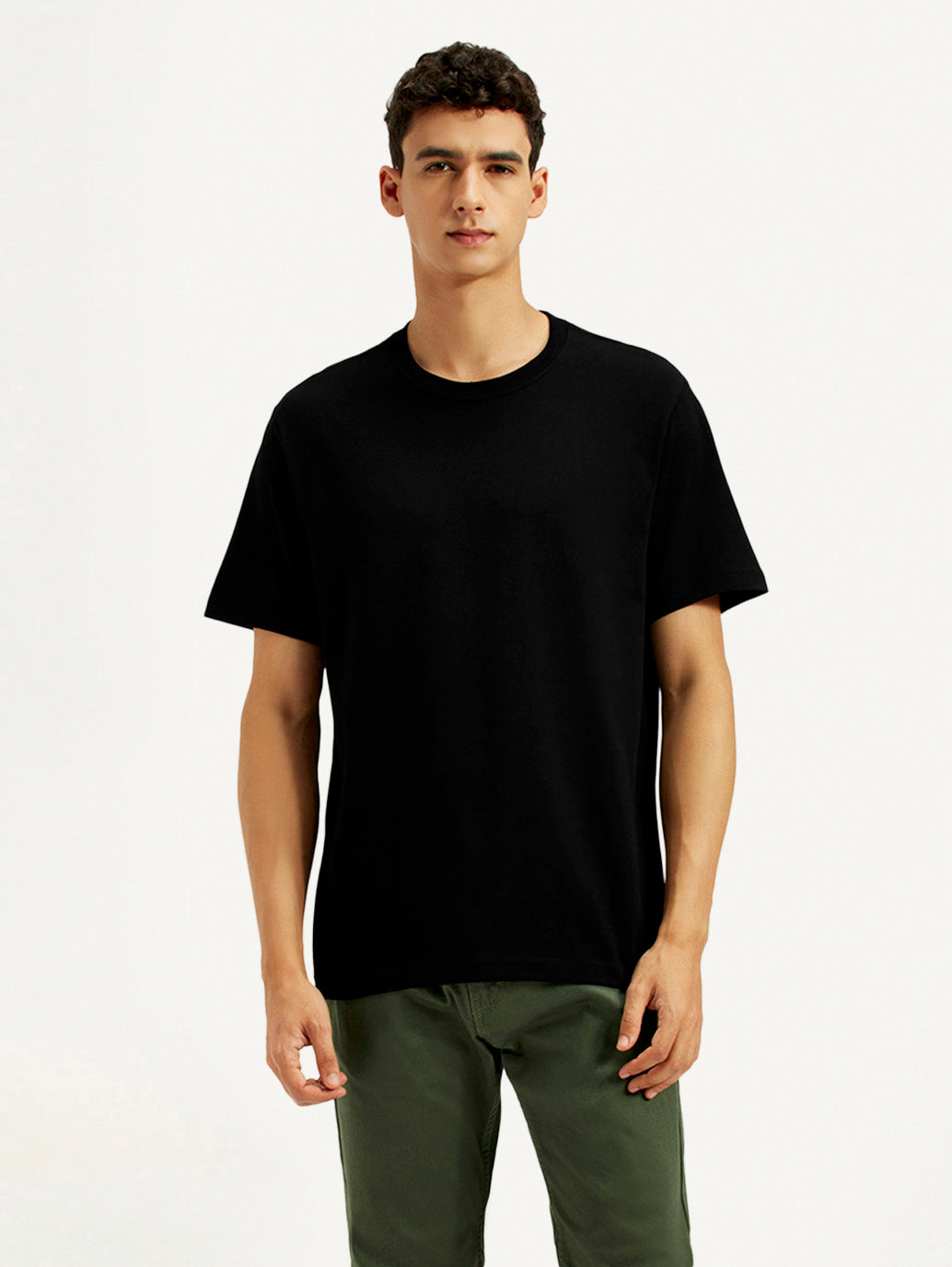 Men's Solid Crew Neck T-shirt - Front View