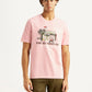 Men's Graphic Print Pink Crew Neck T-shirt - Front View