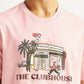 Men's Graphic Print Pink Crew Neck T-shirt - Detail View