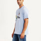 Men's Graphic Print Light Blue Crew Neck T-shirt - Side View