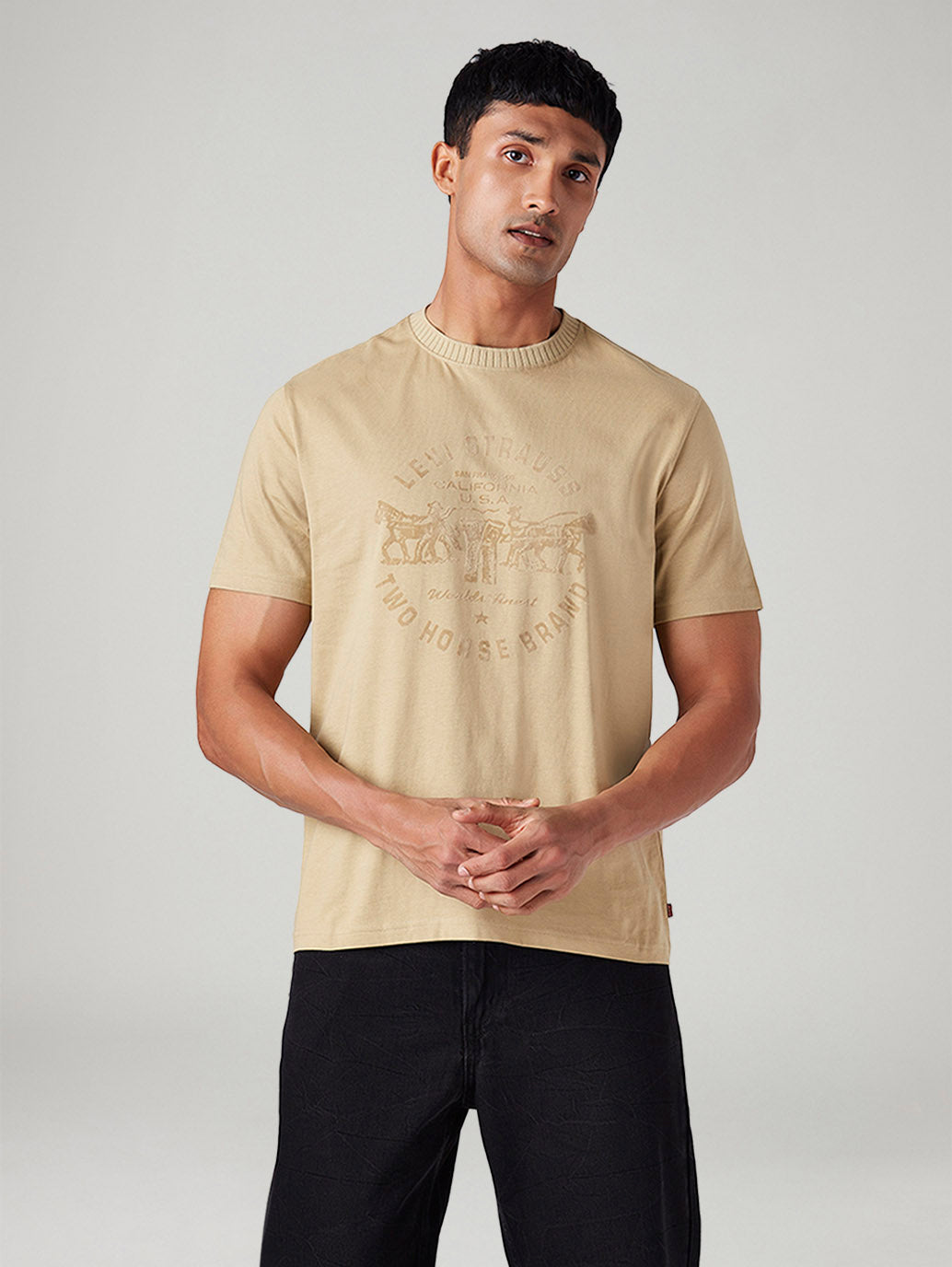 Men's Knitted Regular Fit T-Shirt - Front View