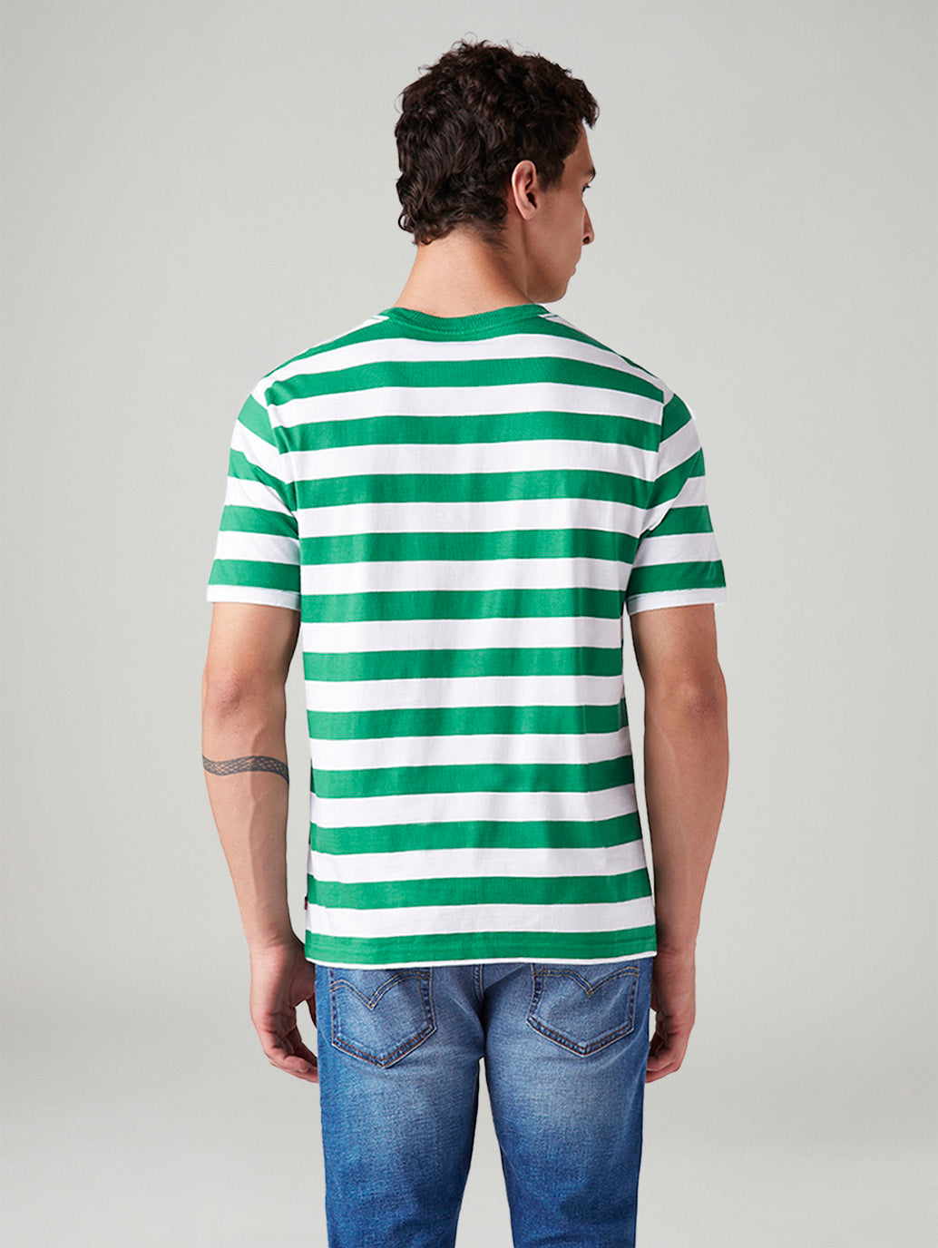 Men's Striped Regular Fit T-Shirt - Back View
