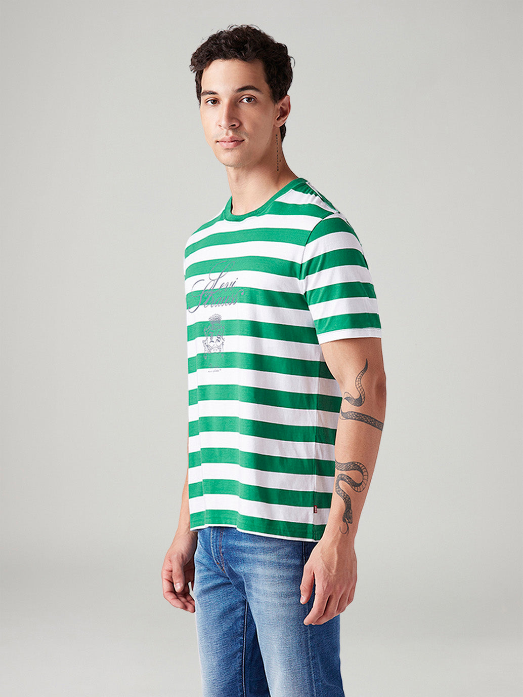 Men's Striped Regular Fit T-Shirt - Side View