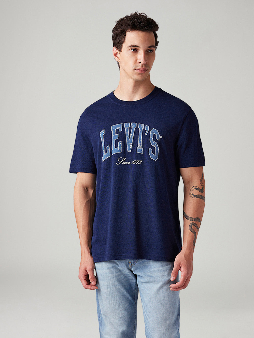 Men's Logo Printed Regular Fit T-Shirt - Front View