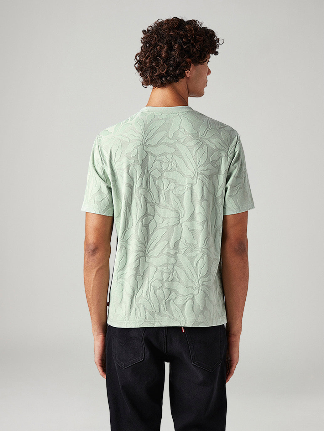 Men's Self-Design Regular Fit Textured T-Shirt - Back View