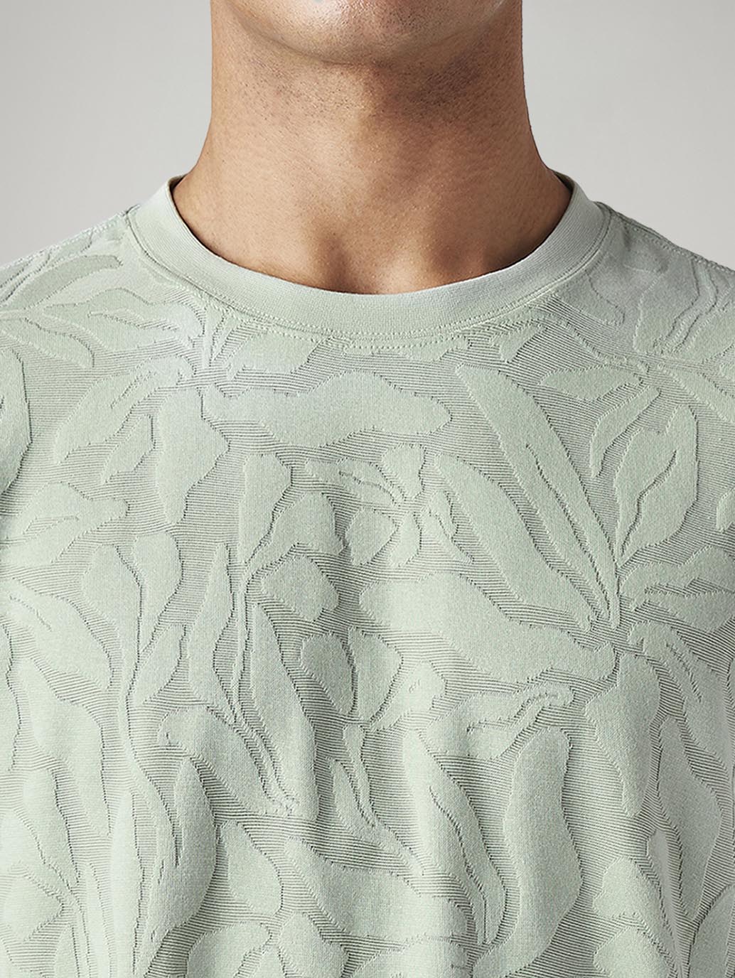 Men's Self-Design Regular Fit Textured T-Shirt - Detail View
