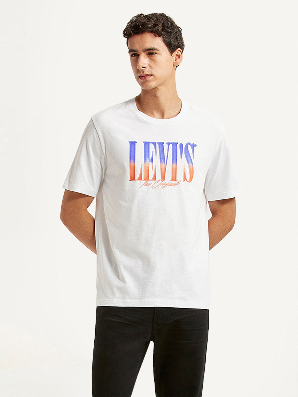 Men's Brand Logo White Crew Neck T-shirt