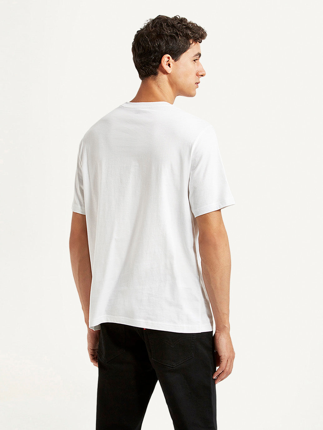 Men's Brand Logo White Crew Neck T-shirt - Back View