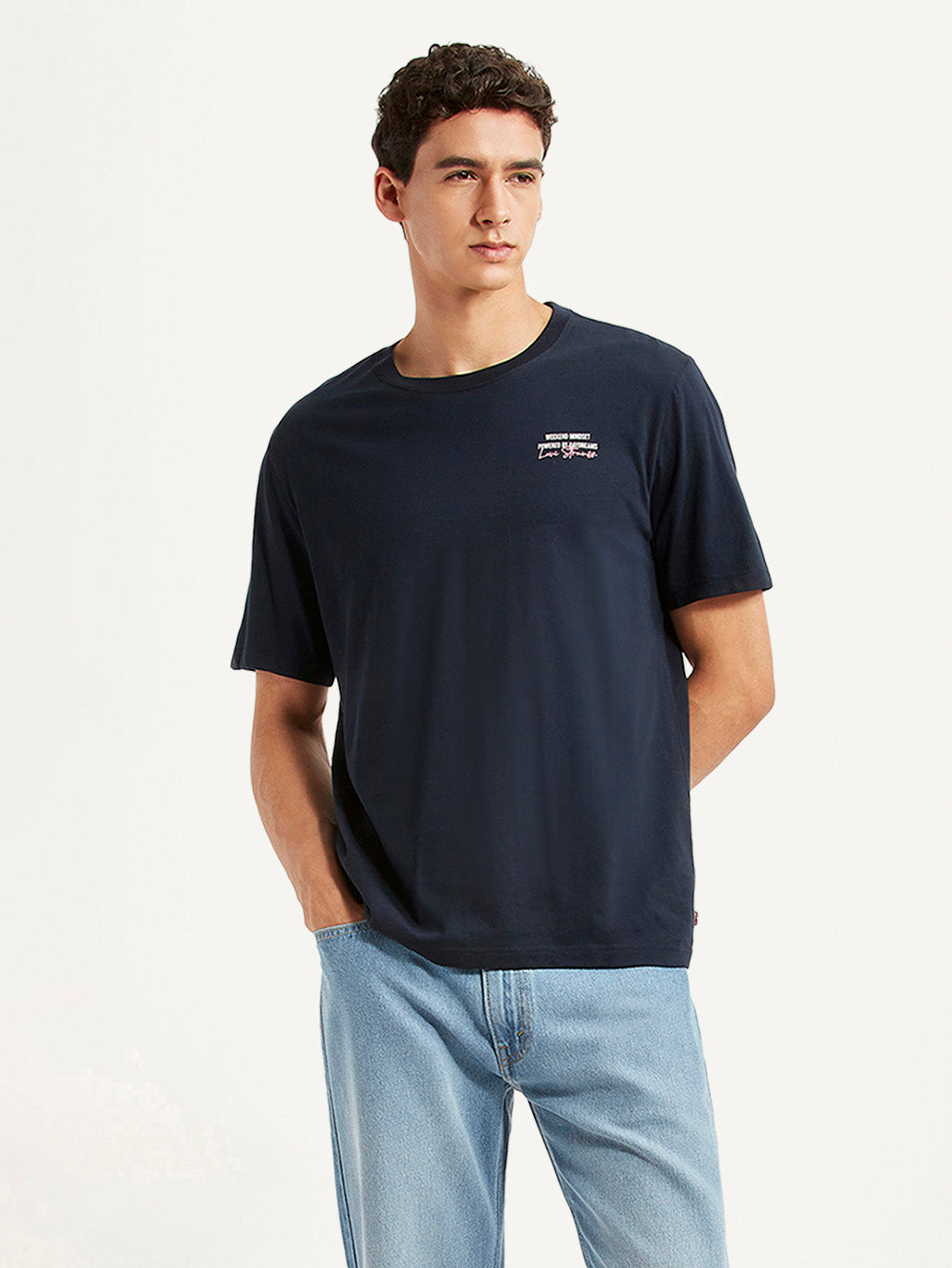 Men's Typography Navy Crew Neck T-shirt