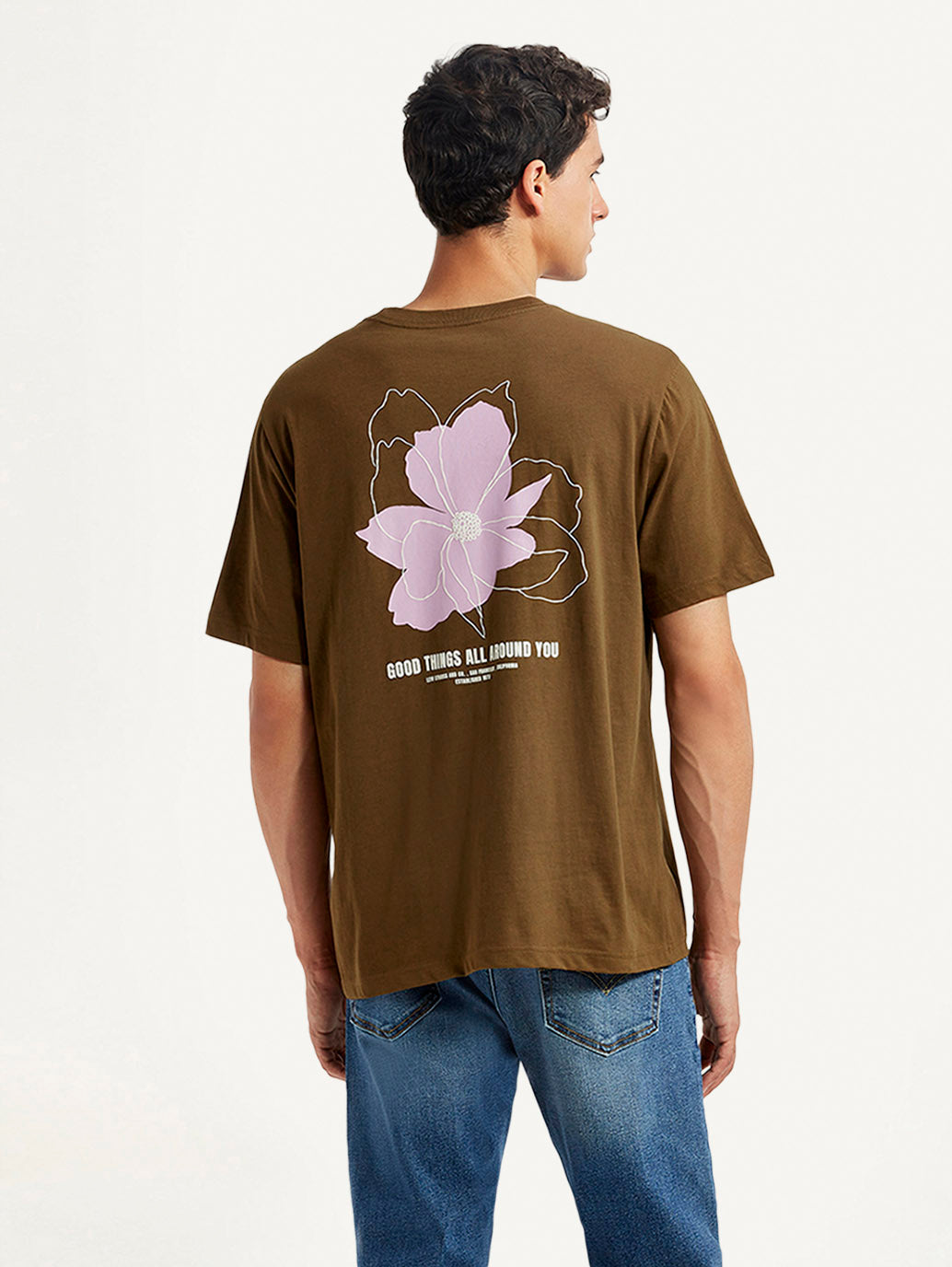 Men's Floral Crew Neck T-shirt - Back View