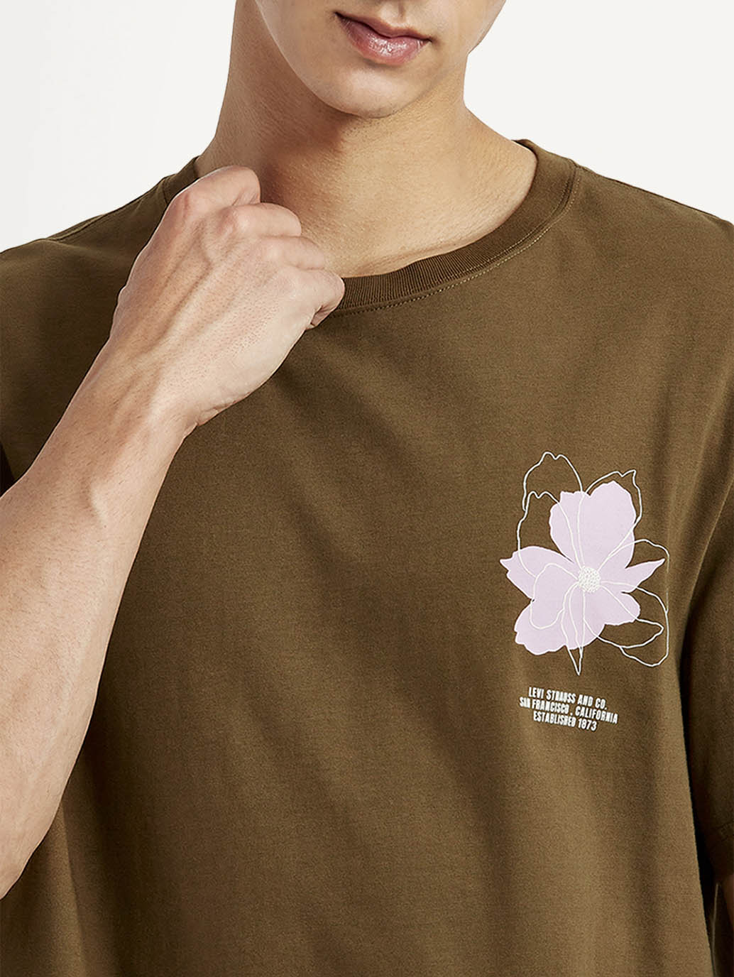 Men's Floral Crew Neck T-shirt - Detail View