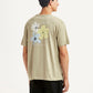 Men's Floral Beige Crew Neck T-shirt - Back View