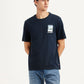 Men's Graphic Print Navy Crew Neck T-shirt - Styleshot View