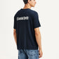 Men's Graphic Print Navy Crew Neck T-shirt - Back View