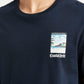 Men's Graphic Print Navy Crew Neck T-shirt - Detail View
