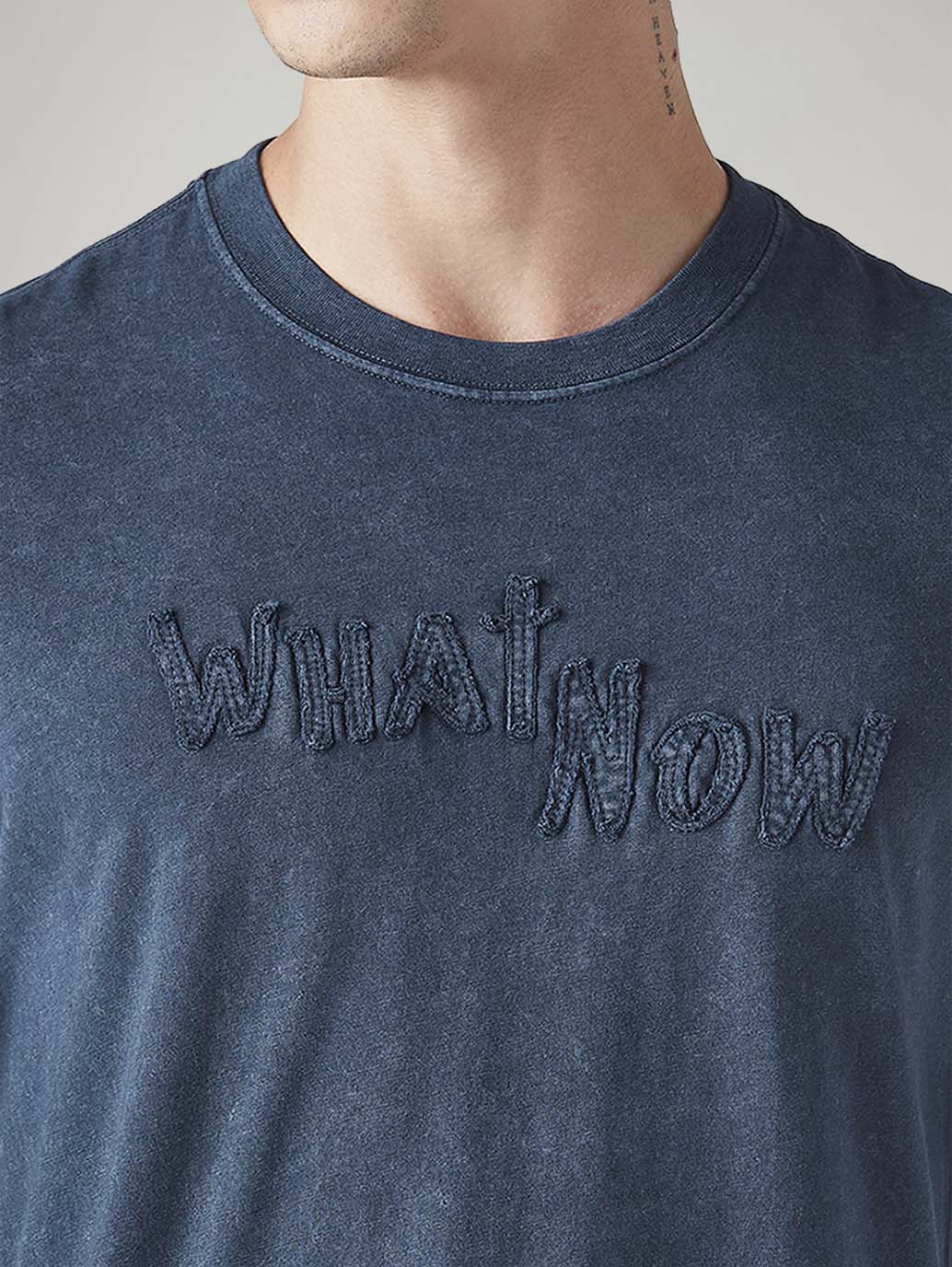 Men's Patchwork Regular Fit Overdyed T-Shirt - Detail View