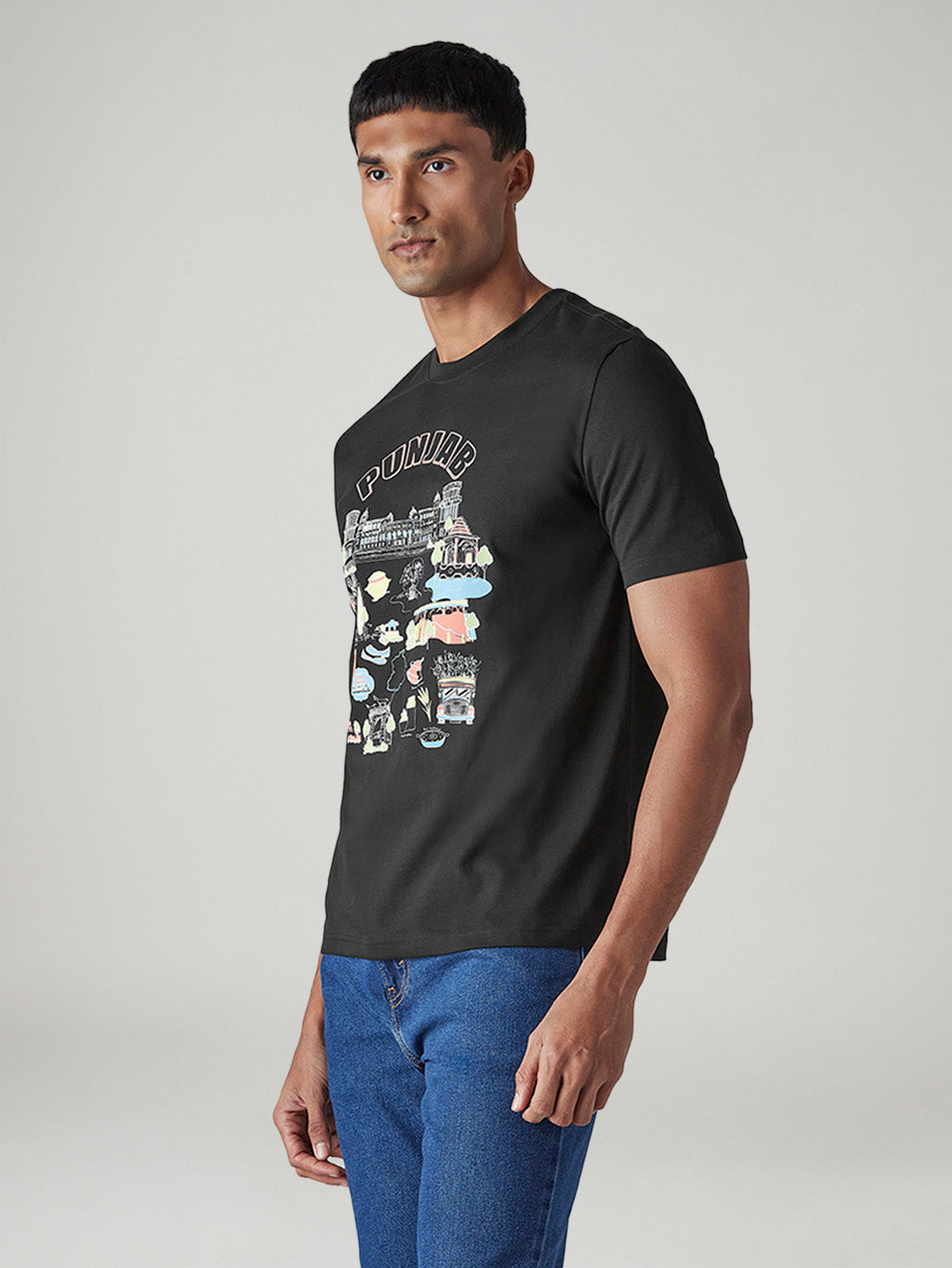 Men's Graphic Print Regular Fit Jersey T-Shirt - Side View