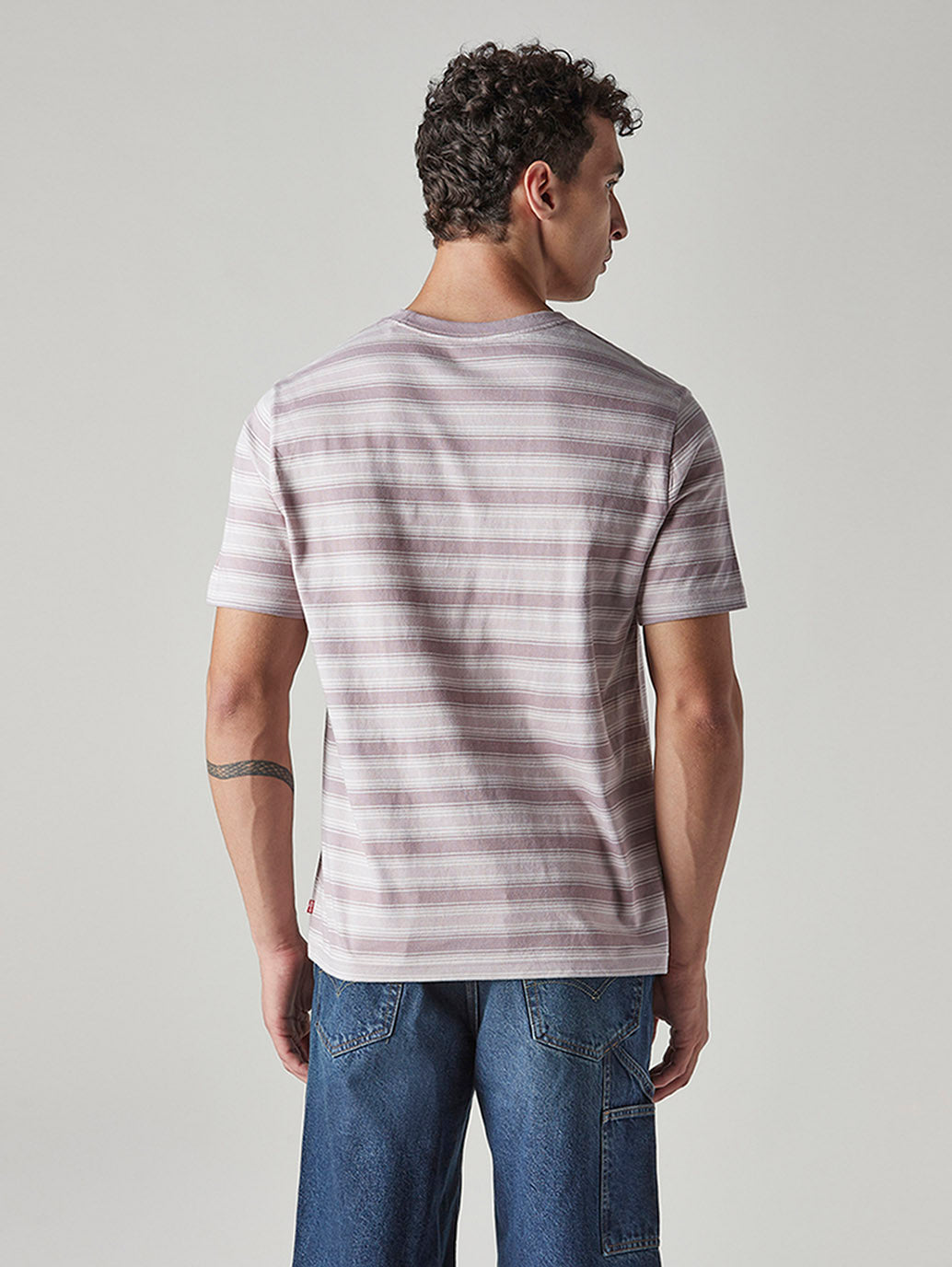 Men's Striped Regular Fit Jersey T-Shirt - Back View