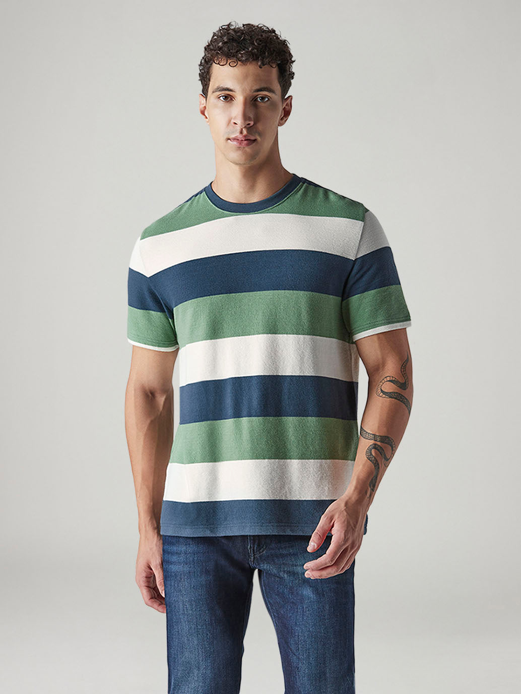 Men's Striped Regular Fit Jersey T-Shirt - 20 View