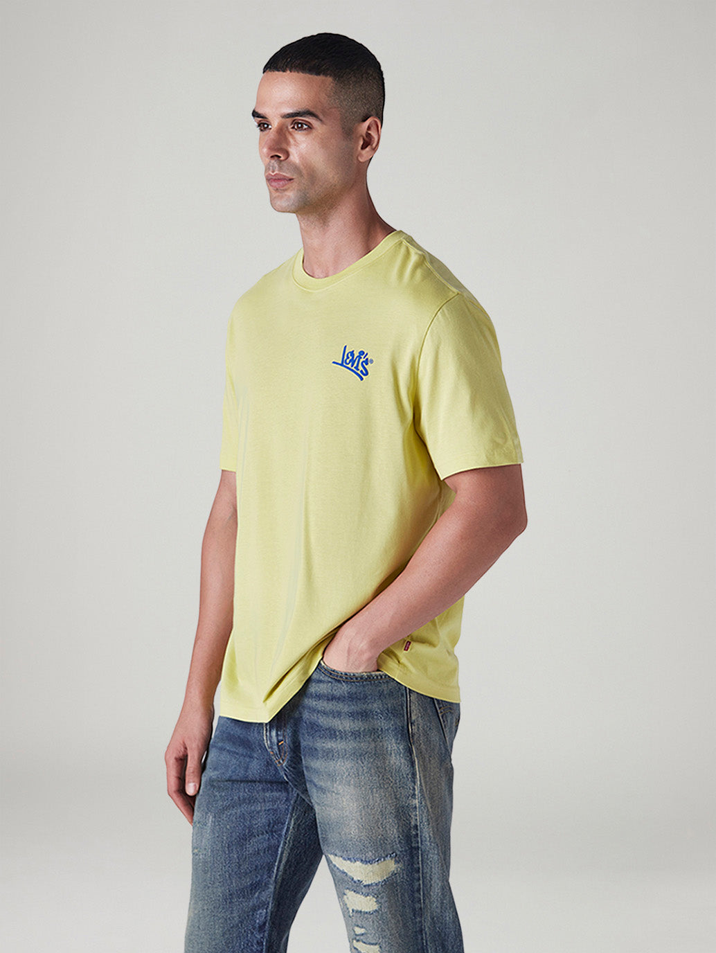 Men's Solid Regular Fit Jersey T-Shirt - Side View