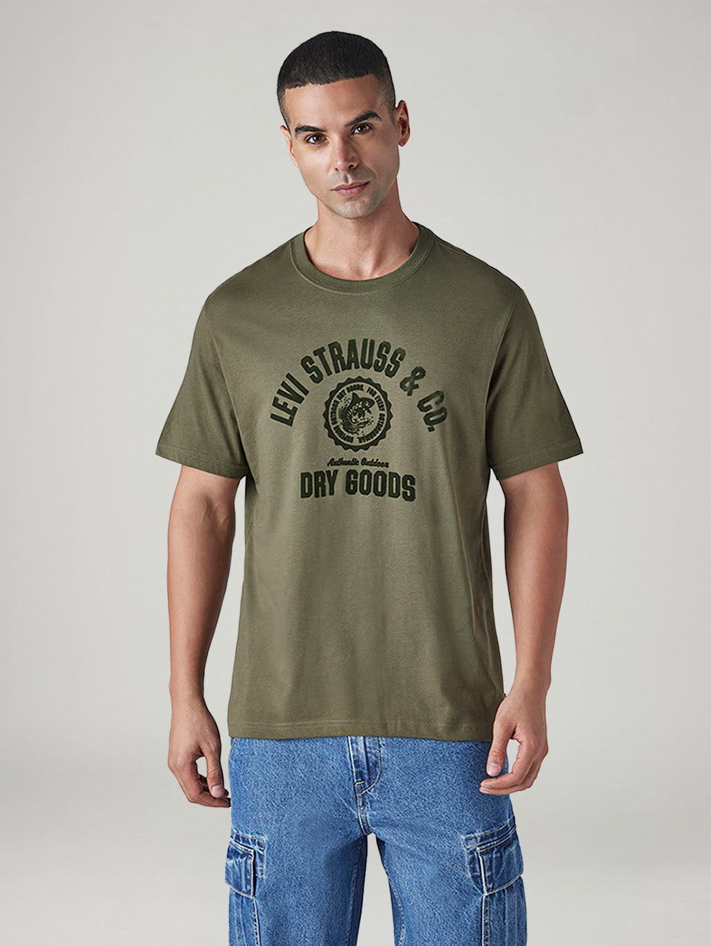 Men's Typography Printed Regular Fit Jersey T-Shirt - Front View