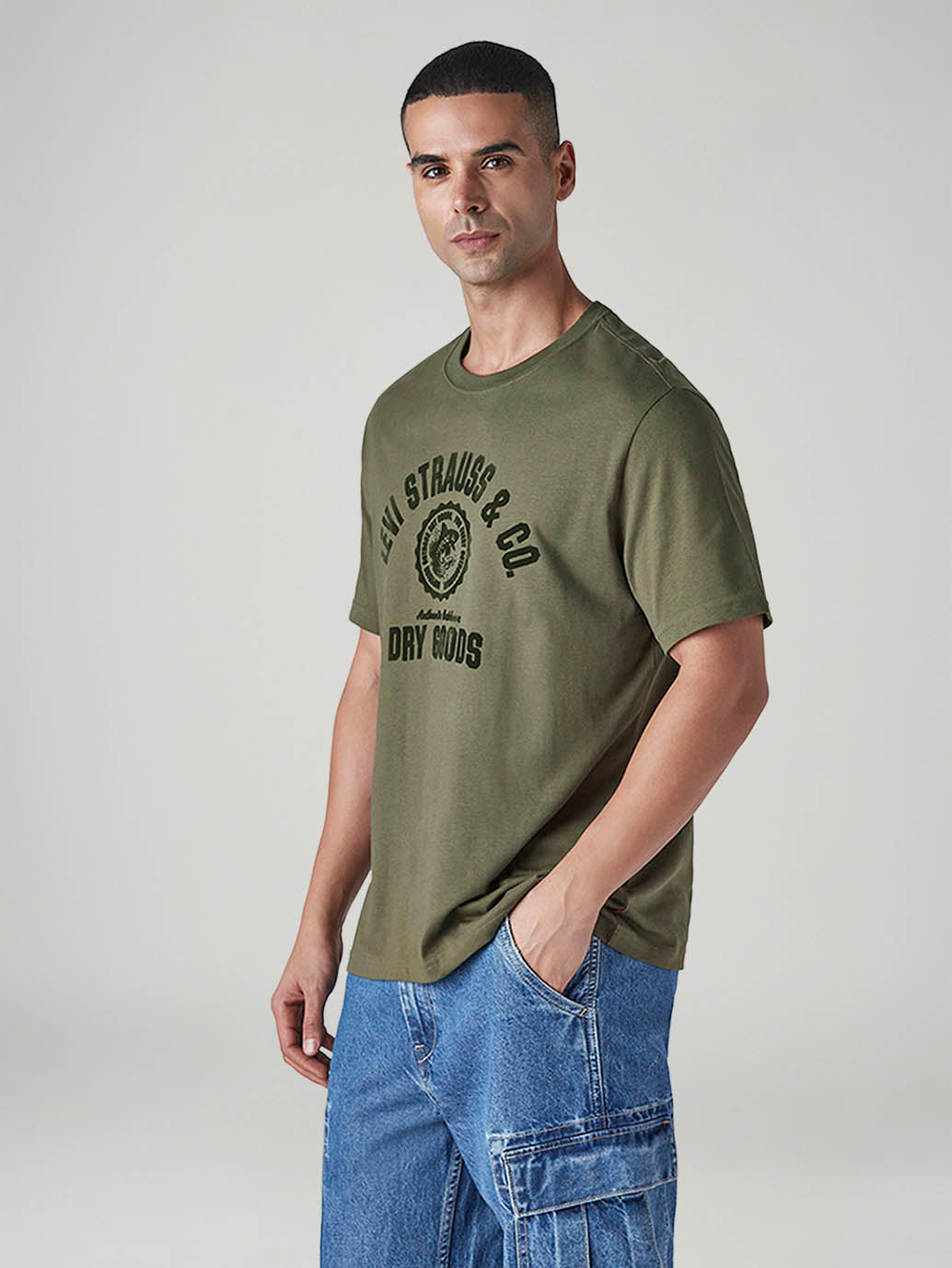 Men's Typography Printed Regular Fit Jersey T-Shirt - Side View