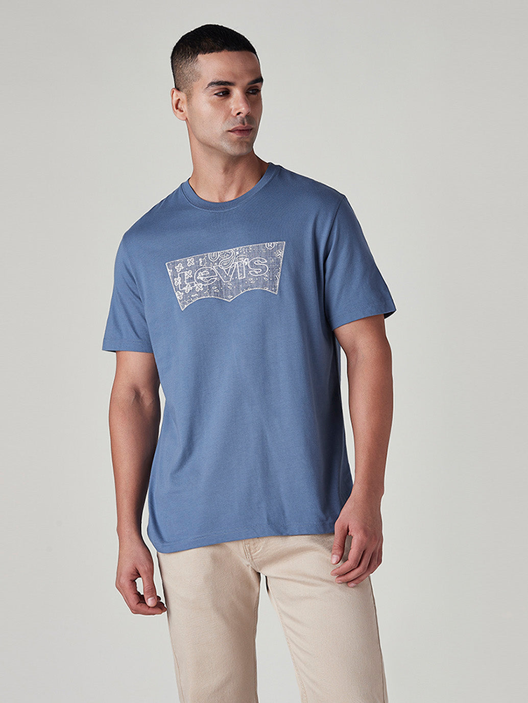 Men's Logo Printed Regular Fit Jersey T-Shirt - Front View