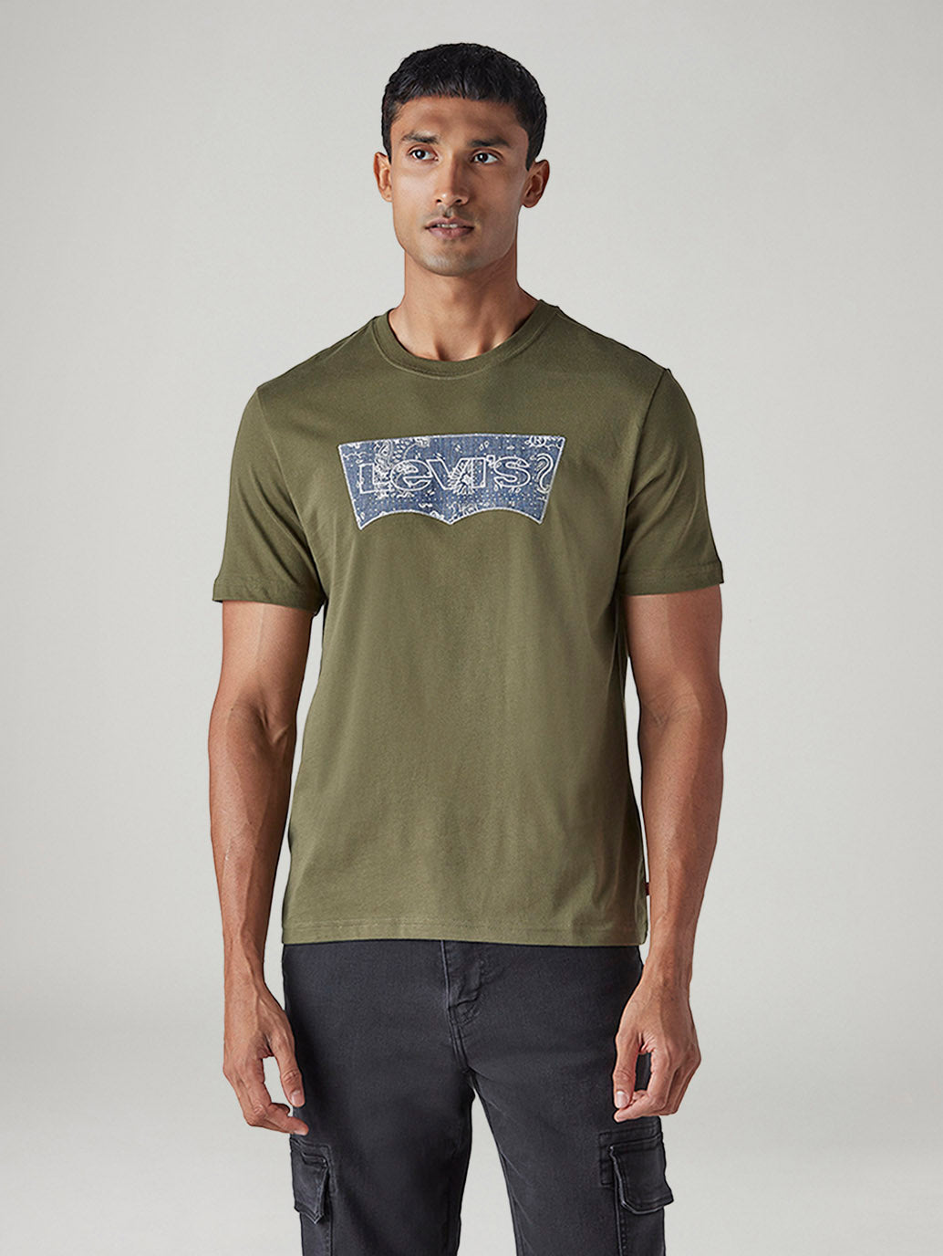 Men's Logo Printed Regular Fit Jersey T-Shirt - Front View