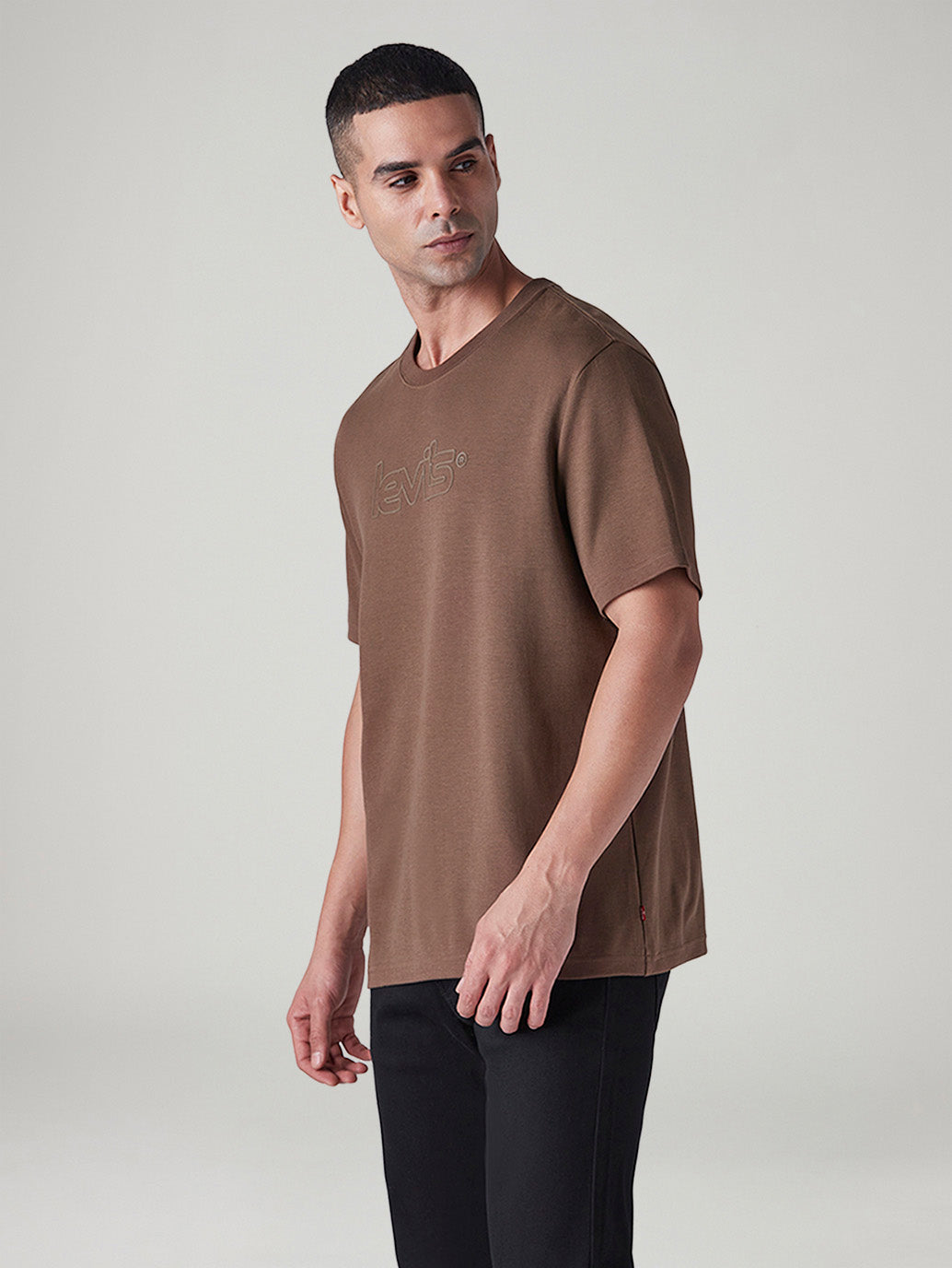 Men's Logo Printed Regular Fit Interlock T-Shirt - Side View