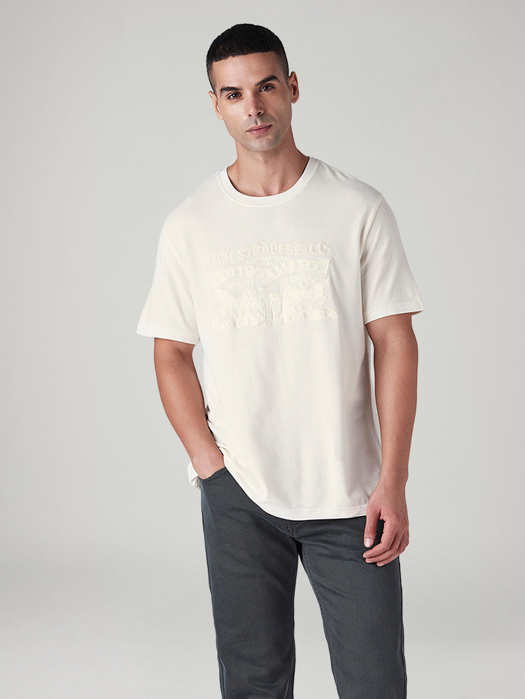 Men's Knitted Regular Fit T-Shirt - Front View