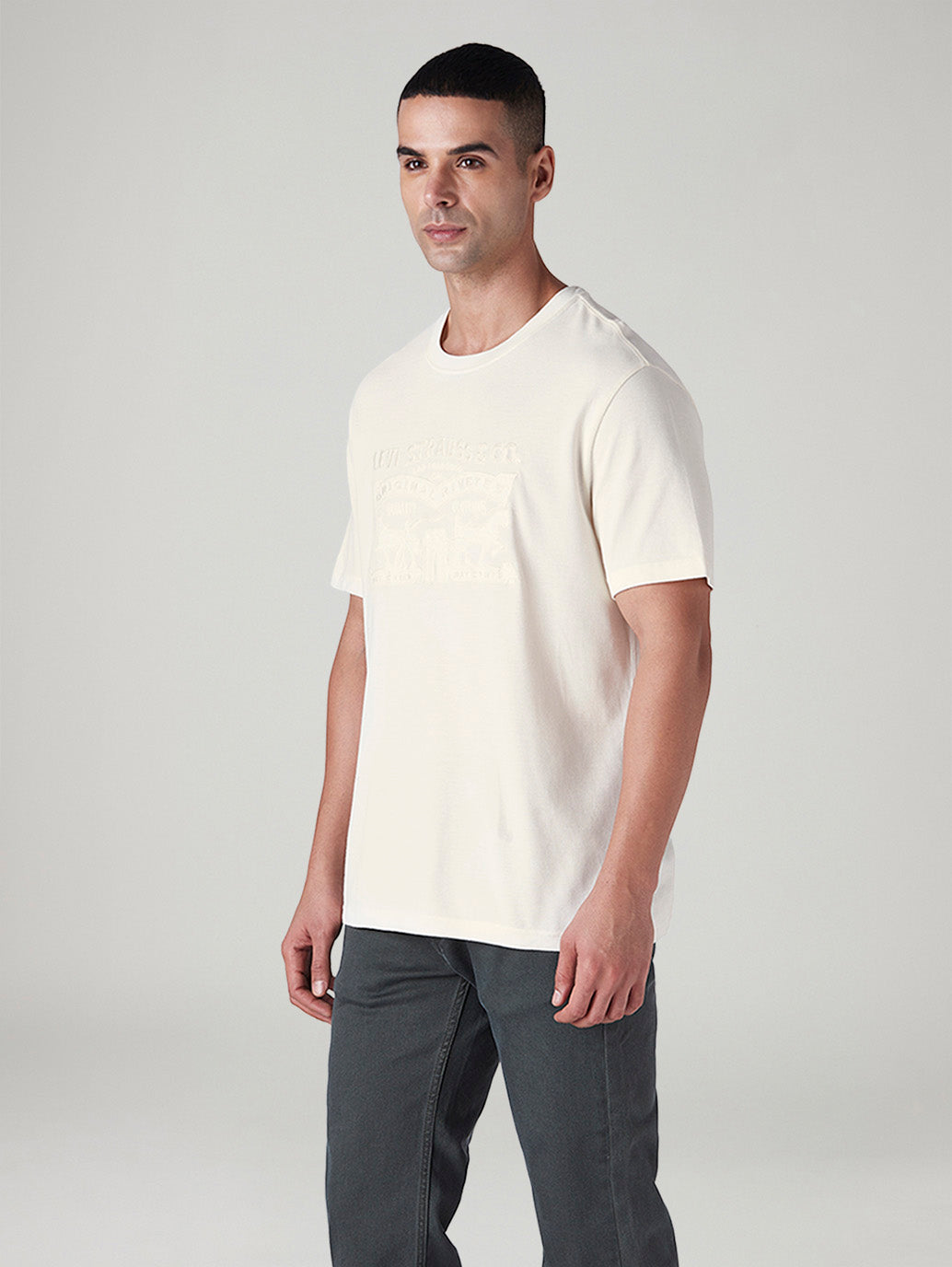 Men's Knitted Regular Fit T-Shirt - Side View