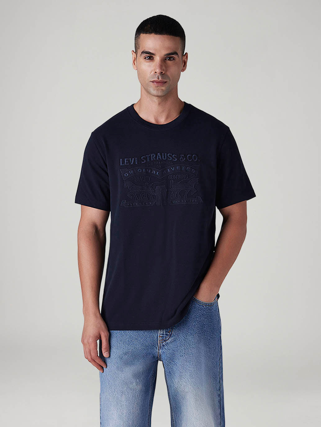 Men's Knitted Regular Fit Pique T-Shirt - 20 View